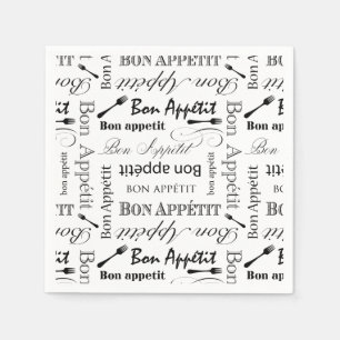 Serviette En Papier Chef noir et blanc élégant de Français d'Appeti