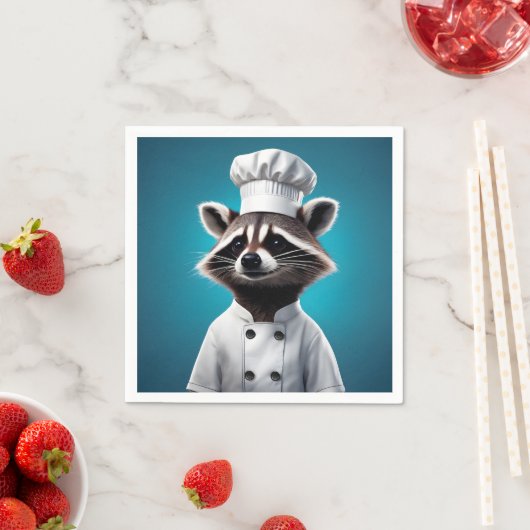 Serviette En Papier Chef Raccoon (En situation)