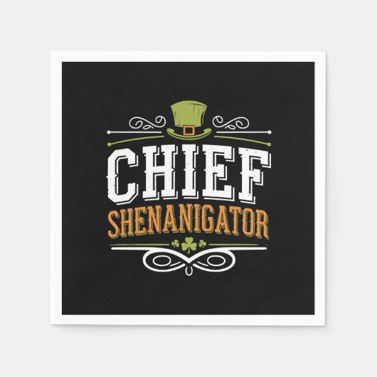 Serviette En Papier Chef rétro Shenanigator Lucky Leprechaun Casquette (Devant)