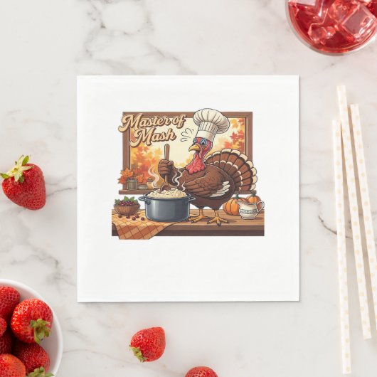 Serviette En Papier Chef rétro Turquie Thanksgiving classique T-shirt (En situation)