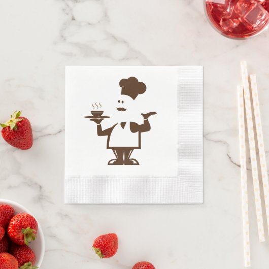 Serviette En Papier Chef tenant un bol de soupe (En situation)