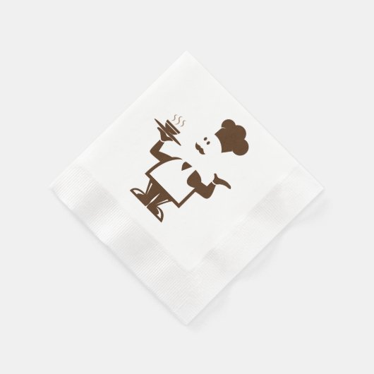 Serviette En Papier Chef tenant un bol de soupe (Coin)