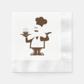 Serviette En Papier Chef tenant un bol de soupe (Devant)