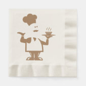 Serviette En Papier Chef tenant un bol de soupe (Devant)