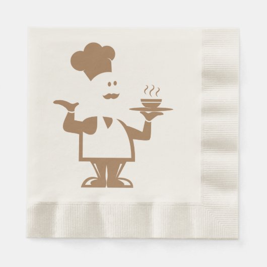 Serviette En Papier Chef tenant un bol de soupe (Devant)