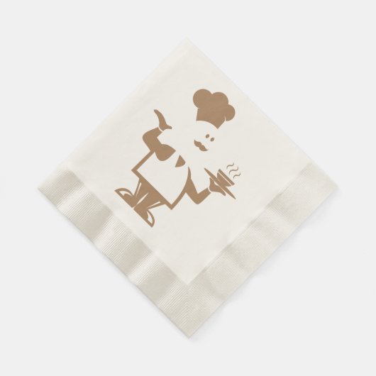 Serviette En Papier Chef tenant un bol de soupe (Coin)
