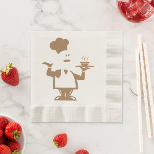 Serviette En Papier Chef tenant un bol de soupe