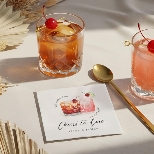 Serviette En Papier Chefs à l'amour Aquarelle Cocktail Boissons Mariag