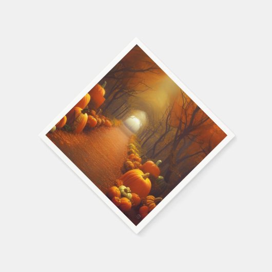 Serviette En Papier Chemin citrouille Beau papier de scène d'automne (Coin)