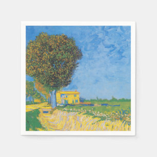 Serviette En Papier Chemin ensoleillé vibrant & Maison jaune de Van Go