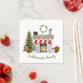 Serviette En Papier Cheminée de Noël joyeux Nom de famille (En situation)