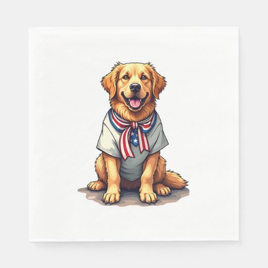 Serviette En Papier Chemise à gravure vintage avec chien doré patrioti (Devant)
