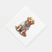 Serviette En Papier Chemise à gravure vintage avec chien doré patrioti (Coin)