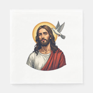 Serviette En Papier Chemise à gravure vintage Jésus Colombe Halo 2