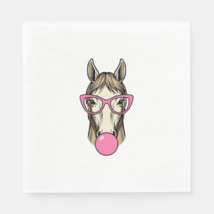Serviette En Papier Chemise à motif de lunettes roses vintage cheval B