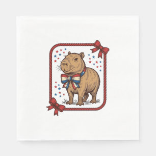 Serviette En Papier Chemise à nœud papillon capybara patriotique vinta