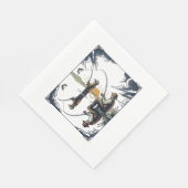 Serviette En Papier Chemise avec gravure vintage père et enfant pêche  (Coin)