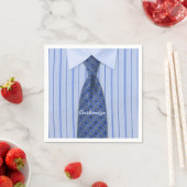 Serviette En Papier Chemise bleue et Cravate Mens Suit Napkins 2 (En situation)