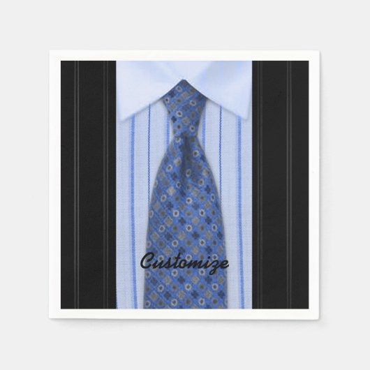 Serviette En Papier Chemise bleue et Cravate Mens Suit serviettes (Devant)