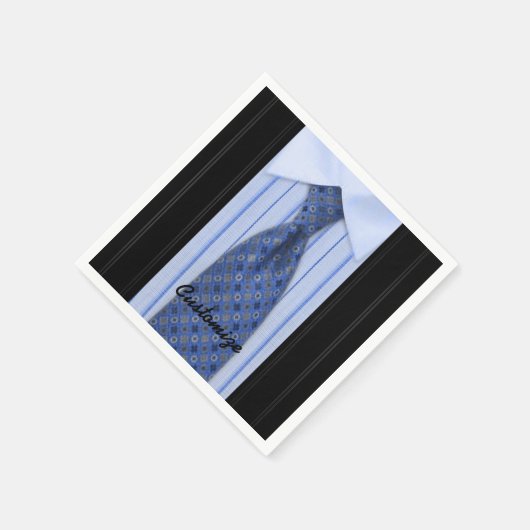Serviette En Papier Chemise bleue et Cravate Mens Suit serviettes (Coin)