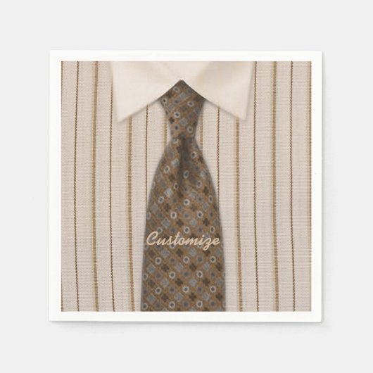 Serviette En Papier Chemise Brown et Cravate Mens Suit serviettes (Devant)