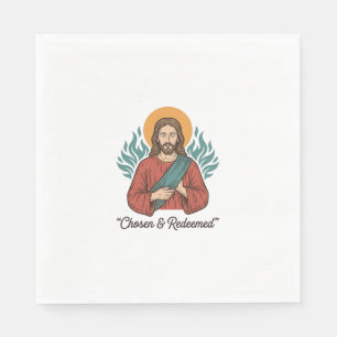 Serviette En Papier Chemise chrétienne vintage Jésus choisie et rachet