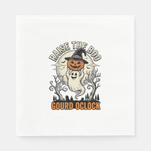 Serviette En Papier Chemise Citrouille Fantôme Gravure Halloween Vinta