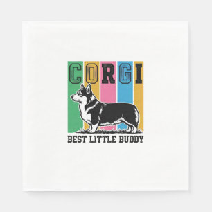 Serviette En Papier Chemise d'amour Corgi Gravure vintage Silhouette d