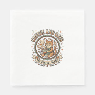 Serviette En Papier Chemise d'art vectoriel vintage Café et chats Chat