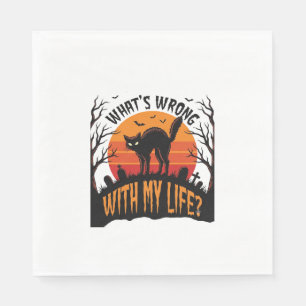 Serviette En Papier Chemise de chat Halloween Humour de vie effrayant