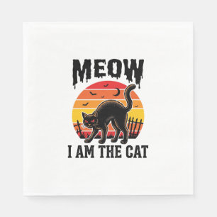 Serviette En Papier Chemise de chat Halloween Meow Design de chat noir
