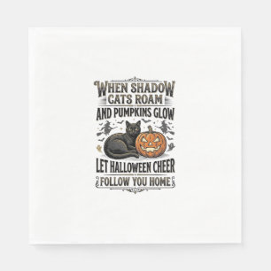 Serviette En Papier Chemise de chat noir Halloween Gravure de citrouil