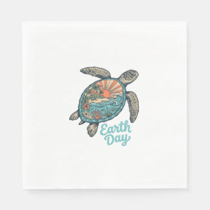 Serviette En Papier Chemise de conception de gravure vintage de tortue