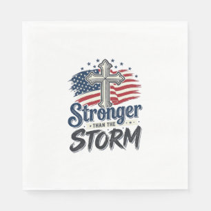 Serviette En Papier Chemise de foi patriotique plus forte que la tempê