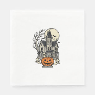 Serviette En Papier Chemise de Maison Hantée Gravure Vintage Halloween