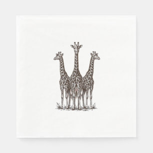 Serviette En Papier Chemise de safari avec gravure de girafe vintage a