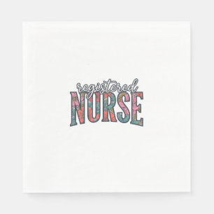 Serviette En Papier Chemise de typographie florale vintage d'infirmièr