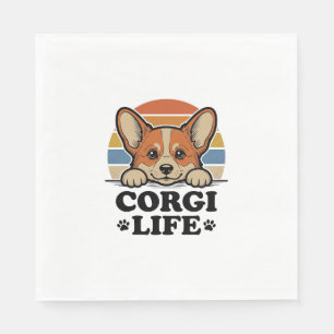 Serviette En Papier Chemise de vie Corgi Gravure vintage Art d'amant d