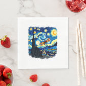 Serviette En Papier Chemise Dragonfly artistique Van Gogh Starry Night (En situation)