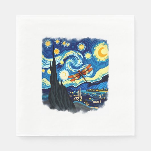 Serviette En Papier Chemise Dragonfly artistique Van Gogh Starry Night (Devant)