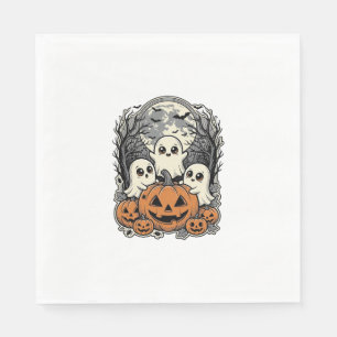 Serviette En Papier Chemise fantôme citrouille mignonne Gravure vintag