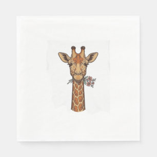 Serviette En Papier Chemise Girafe Gravée Vintage Avec Fleurs_1