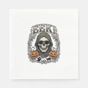 Serviette En Papier Chemise Graphique Crâne Halloween Gravure Vintage