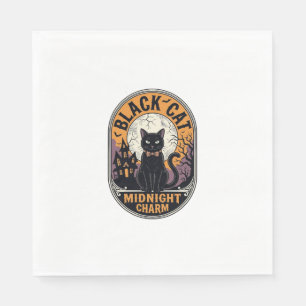 Serviette En Papier Chemise Halloween Chat Noir Vintage Charme de Minu