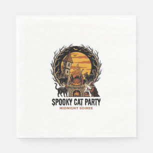 Serviette En Papier Chemise Halloween Gravure Vintage Fête de Chat Eff