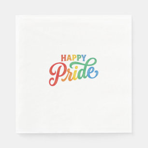 Serviette En Papier Chemise Happy Pride Vintage Rainbow Typography_1