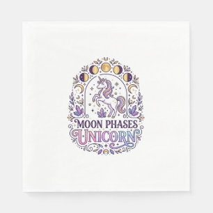 Serviette En Papier Chemise Licorne Phases de Lune Licorne Fond Blanc