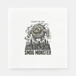Serviette En Papier Chemise Monstre de Smog Gravure Vintage Éco Averti