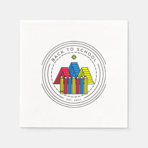 Serviette En Papier Chemise Premier Jour D'école   Crayon Montagne Liv