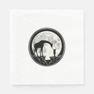 Serviette En Papier Chemise silhouette de girafe et d'enfant sous la l
